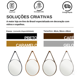 Espelho Adnet Decorativo Redondo Banheiro Antigo 60cm + Pino Suporte - 6