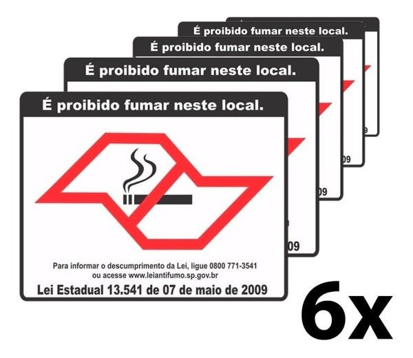Placa Proibido Fumar Pvc Jaime 6 Unidades - 1