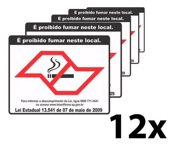 Placa Proibido Fumar Pvc Jaime 12 Unidades