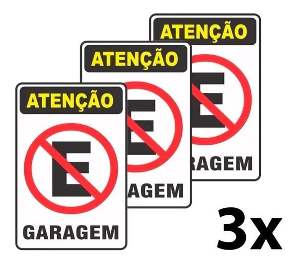 Placa Pvc Proibido Estacionar Garagem Auto-adesiva 3 Uni - 1