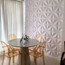 Ver imagem 4 de Kit 10 Placas Revestimento de Parede PVC 3d Pétalas 50x50cm Branca