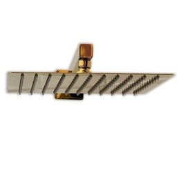 Ducha Chuveiro Dourado Inox 20x20 Slim Suporte Braço Quadrado Banheiro Piscina Area Externa Banho - 3