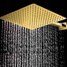 Ducha Chuveiro Dourado Inox 20x20 Slim Suporte Braço Quadrado Banheiro Piscina Area Externa Banho - 6