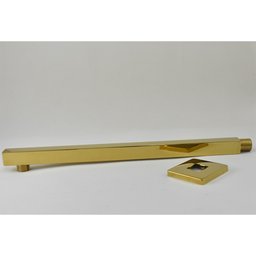 Ducha Chuveiro Dourado Inox 20x20 Slim Suporte Braço Quadrado Banheiro Piscina Area Externa Banho - 5