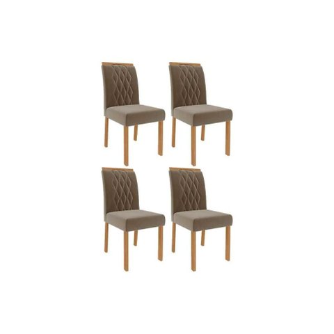 Cadeira Sala de Jantar Juliana Wood Kit 4 Un Carvalho/suede Joli Capuccino - Cimol