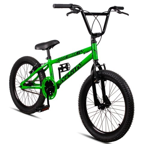 Bicicleta Aro 20 Bmx Infantil Flay Aro Aero Freio V-brake Menino 6, 7, 8, 9, 10 + Anos - Verde