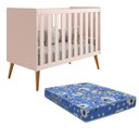 Ver imagem 2 de Berço Americano Isis Multifuncional 2 em 1 Vira Mini Cama Infantil Rosa Fosco com Colchão - Reller