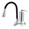 Torneira de Cozinha Preto Gourmet Parede Inox com Filtro Cromado Flexível bico Arejador Duplo Jato - 1