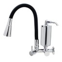 Ver imagem 1 de Torneira de Cozinha Preto Gourmet Parede Inox com Filtro Cromado Flexível bico Arejador Duplo Jato