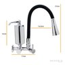 Torneira de Cozinha Preto Gourmet Parede Inox com Filtro Cromado Flexível bico Arejador Duplo Jato - 5
