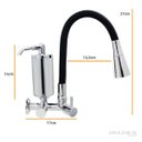 Ver imagem 5 de Torneira de Cozinha Preto Gourmet Parede Inox com Filtro Cromado Flexível bico Arejador Duplo Jato