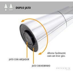 Torneira de Cozinha Preto Gourmet Parede Inox com Filtro Cromado Flexível bico Arejador Duplo Jato - 4
