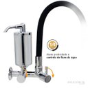 Ver imagem 3 de Torneira de Cozinha Preto Gourmet Parede Inox com Filtro Cromado Flexível bico Arejador Duplo Jato