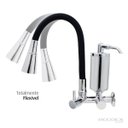 Ver imagem 2 de Torneira de Cozinha Preto Gourmet Parede Inox com Filtro Cromado Flexível bico Arejador Duplo Jato