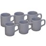 Jogo de Xícaras Cerâmica 06 Peças 90ml Cinza - Wellmix - 1