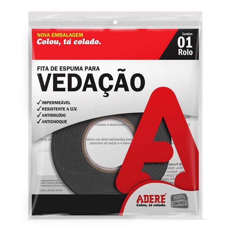 Fita Espuma de Vedação Cinza E-104 19 Mm X 5 M