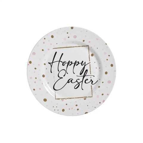 Conjunto com 6 Pratos de Sobremesa Happy Easter D Pascoa Ø21cm Alleanza Cerâmica