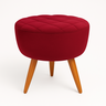 Puff Banqueta Redondo Vermelho Pé Palito com Detalhe em Costura - 1