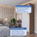 Ver imagem 5 de Guarda-Roupa Solteiro 2 Portas de Correr com Espelho 4 Gavetas Montclair 186cm Canella com Off-White