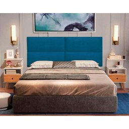 Cabeceira Solteiro Estofada Suspensa Moderna para Quarto de Criança/adulto - 90 Cm - Azul Suede - 1 Cabeceira Solteiro Estofada Suspensa Moderna para Quarto de Criança/adulto - 90 Cm - Azul Suede - 1