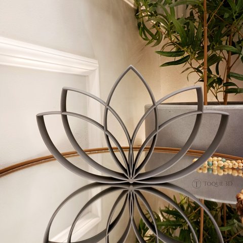 Estatueta Flor de Lótus - Símbolo Vida, Decoração,quarto - Cor: Cinza