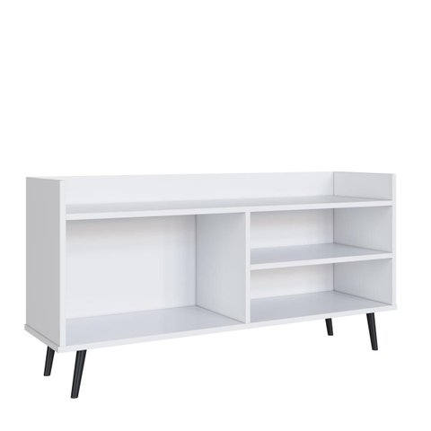 Rack Retro 120cm Tv até 50 Polegadas com Prateleira Branco Rk0009cc