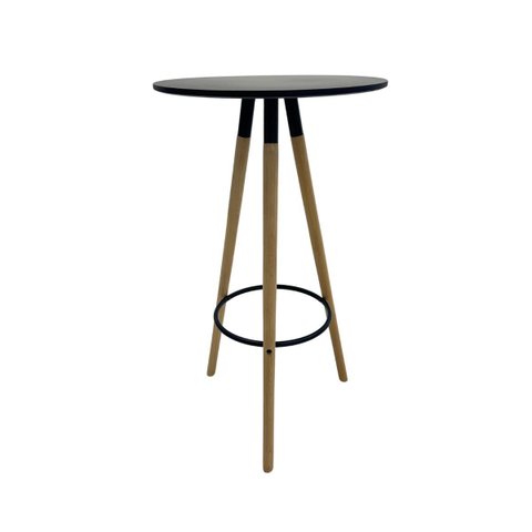 Mesa Bistrô Eiffel 60cm Preta Base Madeira Alta