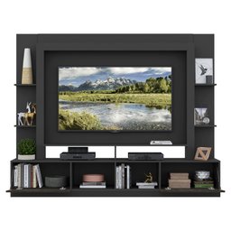 Estante com Espelho para TV até 65" Multimóveis Oslo FG3390 Preta/Tenerife - 5