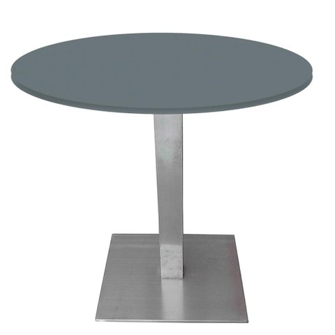 Mesa Alpha Inox 73,50 Cm (alt) Base Quadrada Tampo Mdp Redondo 60 Cm (larg) X 2,50 Cm (alt) Grafito