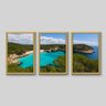 Conjunto de 3 Quadros Paisagem Praia Menorca - 3 Quadros 45x30cm - Moldura Caixa Madeira - 1