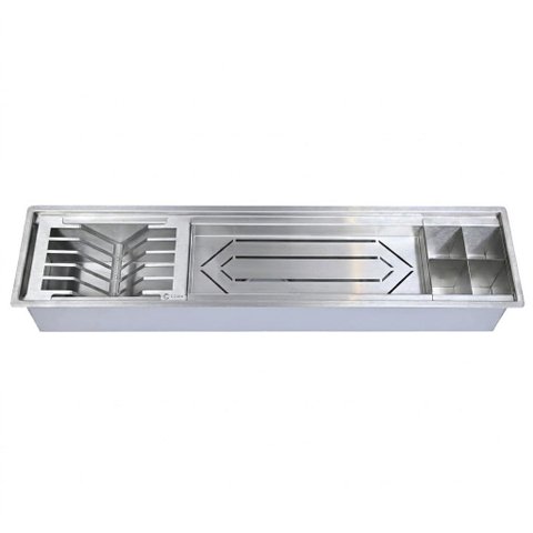 Calha Molhada Aço Inox 304 Canal Organizador de Sobrepor para Cozinha Profissional