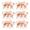 Ver imagem 1 de Kit 6 Conjuntos Mesa Dobrável 60x60cm com 4 Cadeiras em Madeira Maciça - Cru - Bege