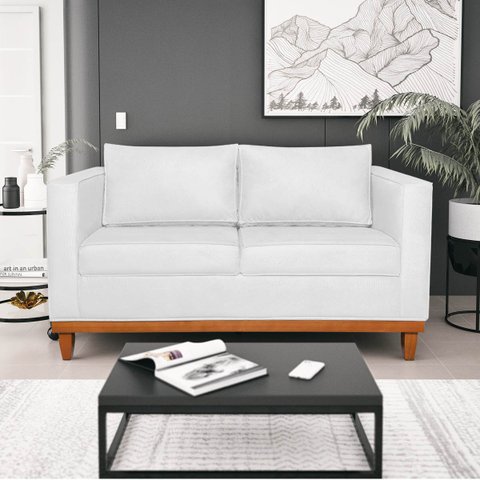 Sofá 3 Lugares Europa 180 cm Estilo Conforto e Elegância Suede Branco - ADJ Decor