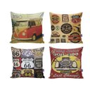 Ver imagem 1 de Kit 4 Almofadas Decorativas 40x40 com Enchimento Carros Vintage