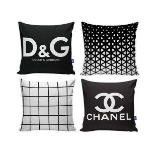Kit 4 Almofadas Decorativas 40x40 com Enchimento Chanel/d&g