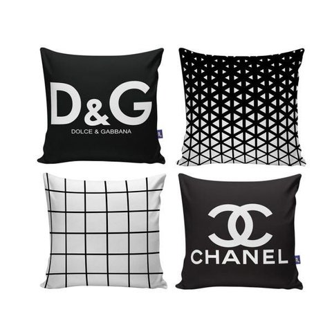 Kit 4 Almofadas Decorativas 40x40 com Enchimento Chanel/d&g