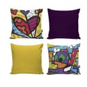 Ver imagem 1 de Kit 4 Almofadas Decorativas 40x40 com Enchimento Romero Britto