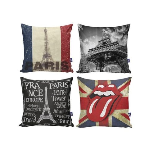 Kit 4 Almofadas Decorativas 40x40 com Enchimento Paris