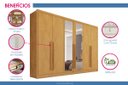 Ver imagem 4 de Guarda Roupa Casal 6 Portas (2 C/ Espelho) e 6 Gavetas Valencia Off White/peroba - Europa
