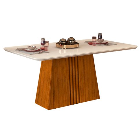 Mesa Itália 170x90cm para 6 Lugares com Tampo Chanfrado Curvo Dj Móveis