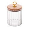 Pote Porta Mantimentos de Vidro Canelado C/tampa de Bambu e Puxador de Metal Classic 550ml Wolff - 1