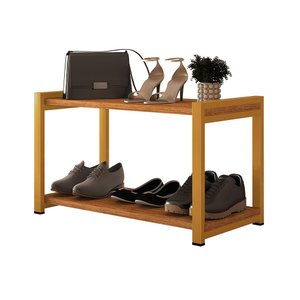 Sapateira Isis Organizador Multiuso 2 Andares Estilo Industrial - Dourado/canela