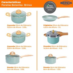 Conjunto de Panelas de Indução com Panela de Pressão Ceramiclife Botanika 6 Peças - Brinox 4815/ - 7