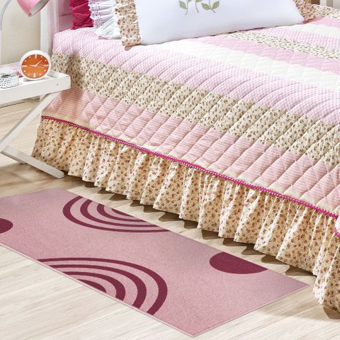 Tapete Passadeira Boho Arcos 45x140cm Rosa Pink - Antiderrapante