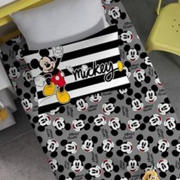 Jogo De Cama Portallar Solteiro Mickey Preto E Branco Cinza - 2
