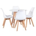Ver imagem 1 de Kit Mesa Leda Redonda 90cm com 4 Cadeiras Brancas – Compacta, Moderna e Ideal para Cozinha ou Sala D