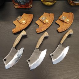 Mini Cutelo Artesanal 4' Coleção Colecionador Aço Carbono 1070 Cabo Madeira Viking Full Tang - 9