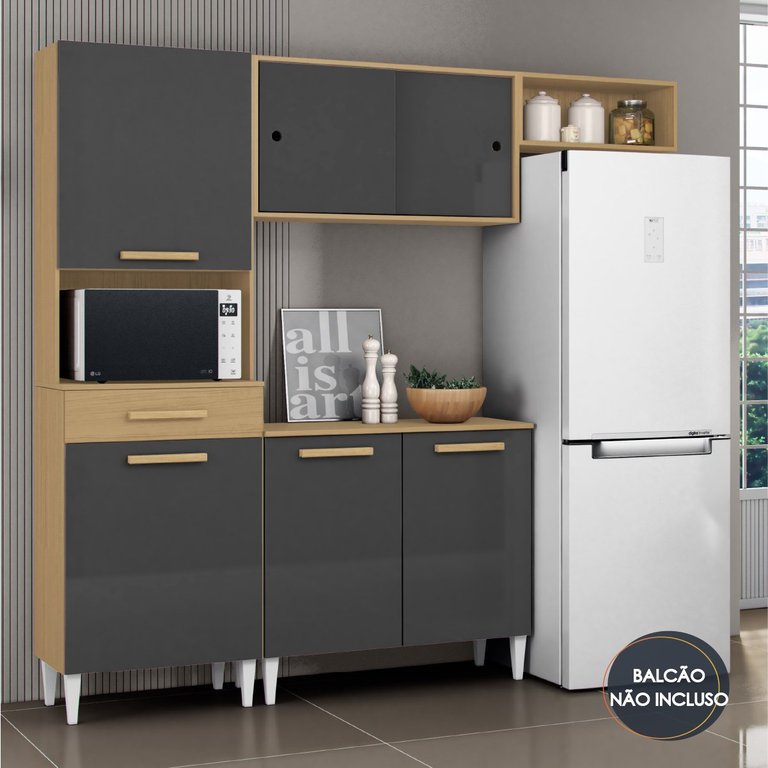 Armário de Cozinha 4 Portas 1 Gaveta Isabelle Aramóveis 