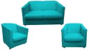 Ver imagem 1 de Kit Namoradeira + 2 Poltronas Decorativa Biane Suede Azul Tifany Pés Cromado Ms Decor