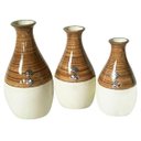 Ver imagem 1 de Trio Vasos Garrafas Belly Em Cerâmica De Sala Marrom E Bege